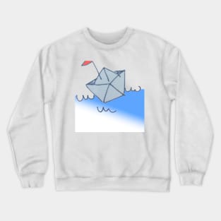 origami sailboat in the day with color Crewneck Sweatshirt